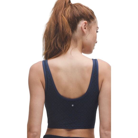 NWT Lululemon Large Textured Mesh Tank Club Blue Tennis Top Medium Support Bra - Picture 3 of 14